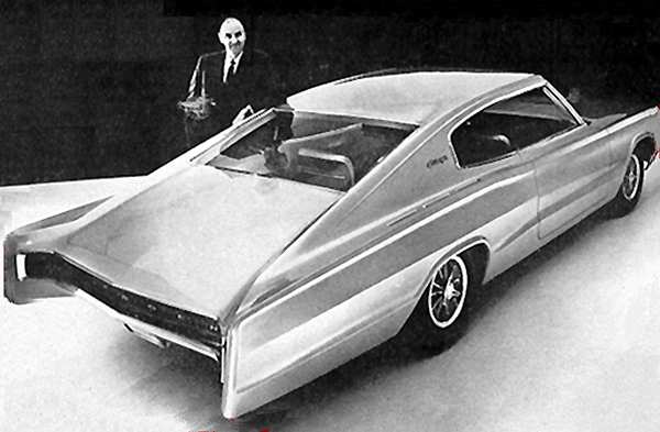 Here is Elwood Engel with his prototype for the 1966 Dodge Charger